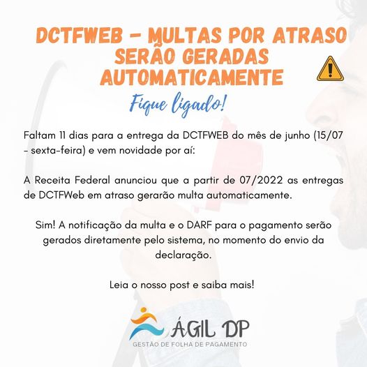 DCTFWeb – Multas por atraso serão geradas automaticamente